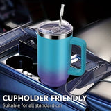 40oz Insulated Tumbler with Handle & Straw Set – Double-Wall Stainless Steel, Leak-Proof Lid, Travel Mug Fits Car Cup Holders, Keeps Drinks Cold 34H/Hot 8H
