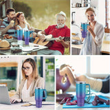 40oz Insulated Tumbler with Handle & Straw Set – Double-Wall Stainless Steel, Leak-Proof Lid, Travel Mug Fits Car Cup Holders, Keeps Drinks Cold 34H/Hot 8H