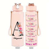 Custom Name 25oz Water Bottle with Time Markers – Leakproof Hydration Tracker Bottle